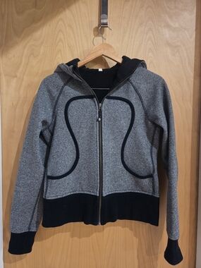 lululemon Scuba Grey and Black Full‑Zip Hooded Sweatshirt